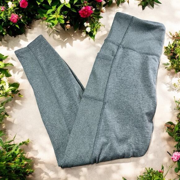 Freely Athletic Leggings Sz XL Marled Light Green Thick Tummy Support Pockets - Picture 1 of 6